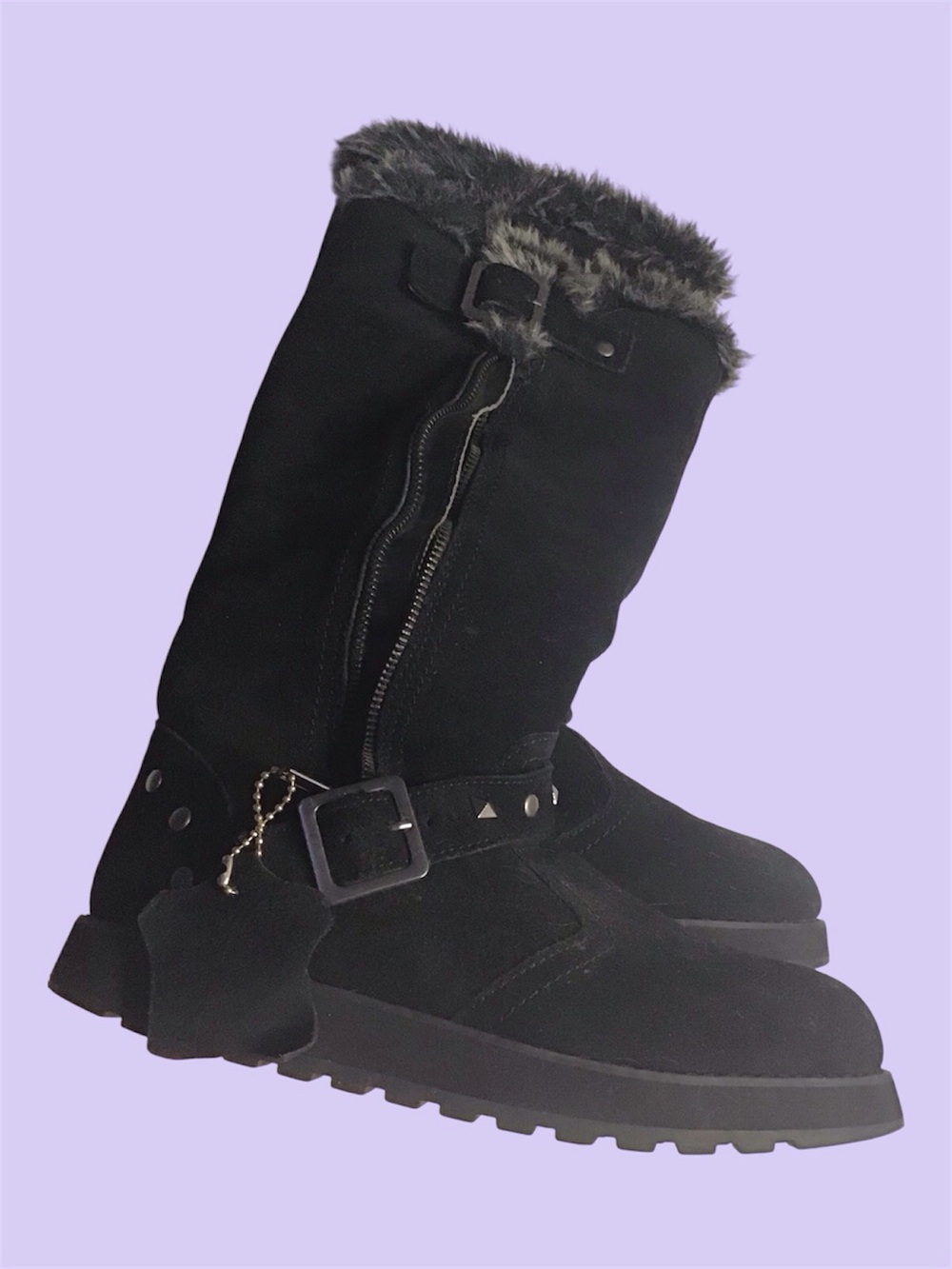 Skechers Black Faux-Fur Trim Mid-Calf Winter Boots nwot